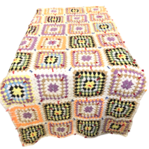 Vintage Handmade Granny Square Afghan Crochet Blanket Throw Quilt 76 x 37 - £39.99 GBP