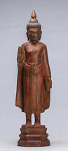 Antigüedad Khmer Estilo Madera Protección Lunes Estatua de Buda - 53cm/53.3cm - £203.48 GBP