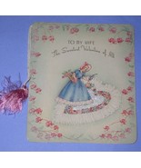 VALENTINE CARD VINTAGE 1940&#39;S CORD TASSLE SILVER FOIL TO MY WIFE SCRAPBO... - $27.34 CAD