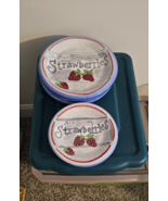 8 Stoneware Plates Dishes Jay Imports Strawberry Strawberries Dinner Salad - $49.50