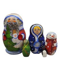 Santa Wooden Toy Nesting Stacking Dolls 5pc Hand Painted Christmas Tradition - £16.61 GBP