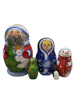 Santa Wooden Toy Nesting Stacking Dolls 5pc Hand Painted Christmas Tradi... - $408.90 MXN