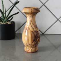 Small Handmade Carved Olive Wood Decorative Vases, Unique Vase for Dried Flowers - £43.92 GBP
