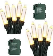 Battery Christmas Lights 17.94ft 50 LED Warm White Christmas Lights Green Wire C - £29.53 GBP
