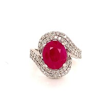 Natural Ruby Diamond Ring 14k Gold 6.32 TCW Size 6.5 GIA Certified $6,975 111872 - £2,810.52 GBP