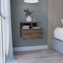 Floating Nightstand w/ Drawer &amp; Shelf - Dark Walnut - $167.35 CAD