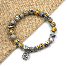 Natural Rainbow Calsilica Buddha 8 mm Beaded 7.5&quot; Stratchable Bracelet BBB-12 - £14.20 GBP