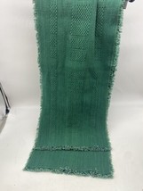 Vtg Farmhouse Green Table Runner Hand Woven 74&quot;x16” Holiday Cotton Xl Fringed - £17.52 GBP