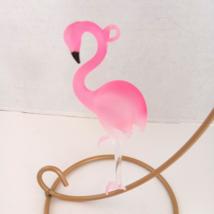 Blown Glass Pink Flamingo 4.25” Swan Neck Hanging Christmas Ornament W/Stand - £18.60 GBP