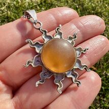 Fine Vintage Sterling Silver 925 Women's Chain Necklace Pendant Sun Ambe... - $160.00