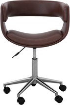 Brown Teamson Home Gianna Modern Ergonomic Faux Leather Adjustable Swivel Desk - £101.39 GBP