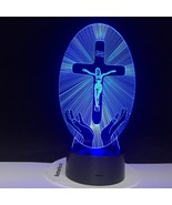 3D LED Night Light Lamp Blessing Jesus Rays The Cross Crucifix Visualisa... - £23.36 GBP