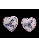 Vintage Earrings Handpainted Holly Berries Heart Clay Shaped Folk Art Ch... - £25.85 GBP