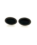 Antique Signed Sterling Edwardian Oval Black Enamel Suit for Men Cufflinks - $1,218.04 MXN