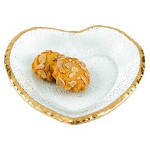 8 Mouth Blown Heart Edge Gold Leaf Plate - £67.76 GBP