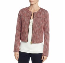 Tahari T Women 2 Melon Combo Pink Chest Pockets Zip Front Lined Tweed Jacket NWT - £36.44 GBP