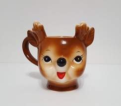 NEW RARE Pottery Barn Cheeky Reindeer Figural Christmas Mug 12 OZ Earthenware - £31.96 GBP