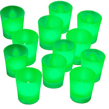 12pc Battery Operated Flickering GREEN LED Tealights Votive Tea Lights F... - £16.51 GBP
