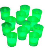 12pc Battery Operated Flickering GREEN LED Tealights Votive Tea Lights F... - £16.50 GBP