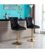 Swivel Bar Stools Chair Set of 2 Modern Adjustable Counter Height - Black - £221.95 GBP