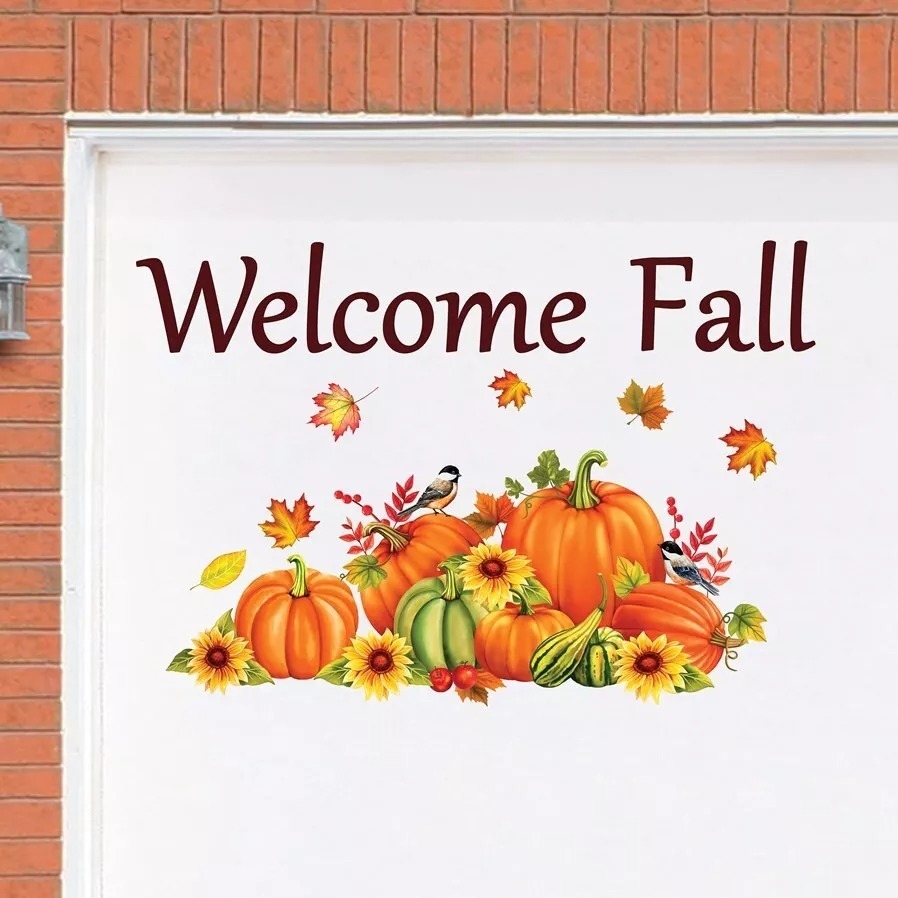 WELCOME FALL Festive & Colorful Pumpkin Thanksgiving Harvest Garage Door Cover
