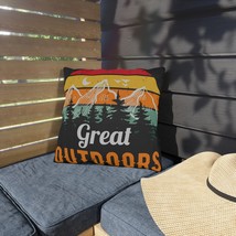 Retro Sunset and Mountain Range Outdoor Pillows, UV and Water Resistant, Perfect - £25.46 GBP+