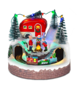 Christmas Campfire Village Camping with Train Music LED Light Xmas Colle... - $36.11