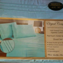 Elegant Comfort 1500 thread ct Egyptian cotton 4 pcs set - Queen - blue - £19.90 GBP