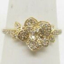 ESTATE 14K YELLOW GOLD 30PT DIAMOND FLOWER RING 2.5 GRAMS H-I VS-2 SIZE ... - £403.42 GBP