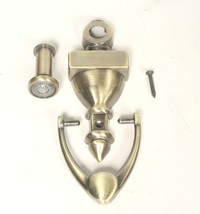 NEW Door Knocker With Peephole Antique Brass Finish 4.5 Inches W/ Screw - £6.90 GBP