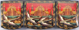 Russian Lacquer Box Swans flying South Three compartments  Each Hinged - £80.12 GBP