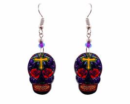 Day of the Dead Sugar Skull Holiday Graphic Dangle Earrings - Womens Fashion Han - £9.38 GBP+
