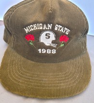 Vintage 1988 Michigan State Rose Bowl Corduroy Olive Green Snapback Hat Cap Nova - $39.59