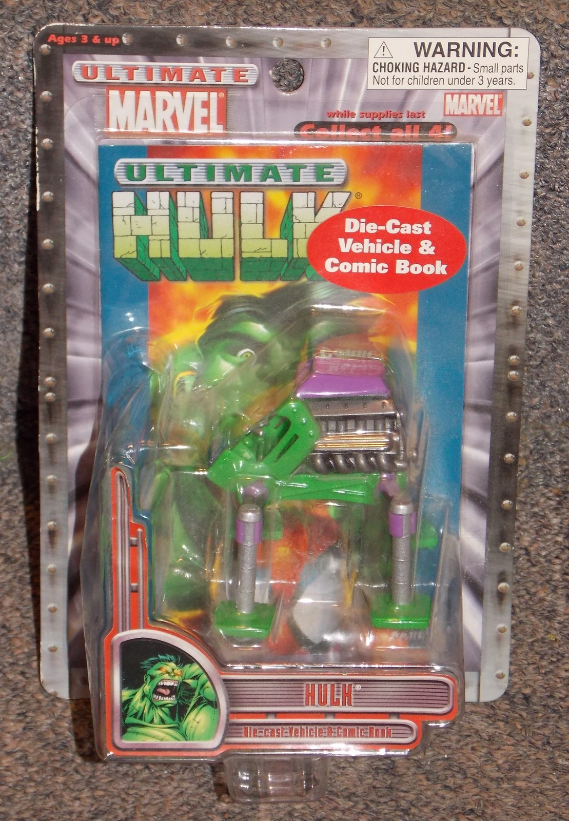 Primary image for 2002 Marvel Hulk Die Cast Vehicle & Comic Book New In Package   CVS Exclusive