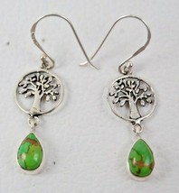 925 Sterling Silver Green Turquoise Gemstone Handmade Earrings Her Gift ES1167 - £33.66 GBP