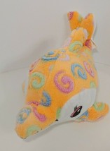 Rinco toys plush orange white dolphin multi-colored swirls green blue pink - £10.19 GBP