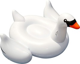 White, 1-Pack Giant Swan Inflatable Ride-On Pool Float, Swimline 90621. - $43.97