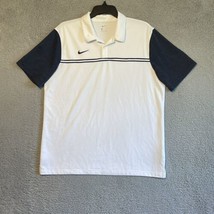 Nike Golf Shirt Men L White Black Colorblock Stretch Polo DriFit Swoosh ... - $16.83