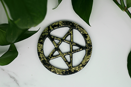 Elegant Black And Gold Pentagram Altar Tile - $21.95