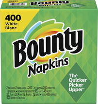 Bounty Paper Napkins, White, 400 Count (200 Count- Pack of 2) - £7.40 GBP