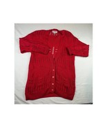 Vintage Izod Sweater Womens Small Red Cardigan Y2K Grandmacore Knit Preppy - £20.23 GBP