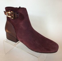 EASY SPIRIT Suede &amp; Leather Side Zipper Ankle Booties, Burgundy (Size 6.5 N) - £23.26 GBP