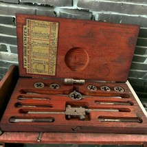 VINTAGE ACE TAP AND DIE SET WITH WOOD BOX-MADE IN USA-HANSON CO. No 1 - $27.99