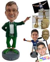 Personalized Bobblehead Funny guy wearing Lucky custome smoking cigar wth huge s - £73.18 GBP