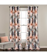 Set 2 Coral Pink Gray Grey White Floral Curtains Panels Drapes 84 in L D... - £120.99 GBP