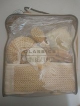 New Classics Natural Beauty Set Spa Pedicure Bath Kit in Clear Bag w/ Gold Trim - £27.53 GBP