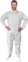 White Microporous Disposable Coverall Large 60 gsm Hazmat Suit /w Zipper Front - £8.37 GBP