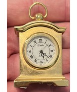 Xanadu Gold Tone Brass Miniature Quartz Mantel Desk Clock Time New Batte... - $14.48