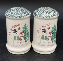 Salt And Pepper Shakers Let It Snow Snowman Winter Green 3.5” - $8.90