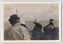 1940 Black And White Photo Of Of A  Four People Fishing On Chesapeake Bay - £11.03 GBP
